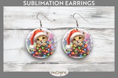 Christmas Cheetah v3 Entangled in Lights Round Earrings Subl Product Image 1