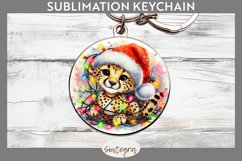 Christmas Cheetah v4 Entangled in Lights Round Keychain Subl Product Image 1