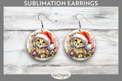 Christmas Cheetah v4 Entangled in Lights Round Earrings Subl Product Image 1