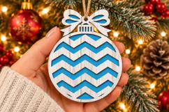 Christmas Chevron Ornament SVG, Laser Cut Bow Bauble Product Image 2