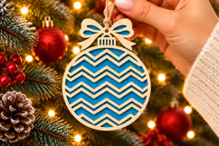 Christmas Chevron Ornament SVG, Laser Cut Bow Bauble Product Image 2