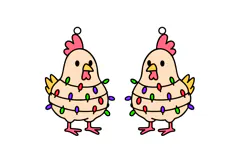 Chicken Tangled in Lights Earrings Laser Cut SVG Template Product Image 2