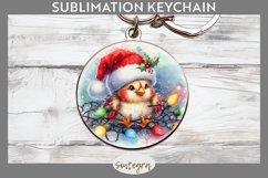 Christmas Chicken Entangled in Lights Round Keychain Sublima Product Image 1