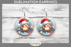 Christmas Chicken Entangled in Lights Round Earrings Sublima Product Image 1