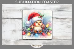 Christmas Chicken Entangled in Lights Square Coaster Sublima Product Image 1