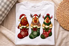 Christmas Chicken Stockings PNG,Holiday Stockings Shirt Product Image 3