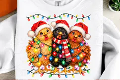 Christmas Chickens Funny Santa Hat Chicken Christmas PNG Product Image 2