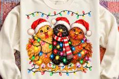 Christmas Chickens Funny Santa Hat Chicken Christmas PNG Product Image 4