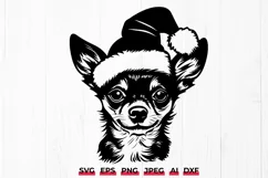 Xmas Chihuahua Dog in Santa Hat SVG - Christmas Chihuahua Product Image 1