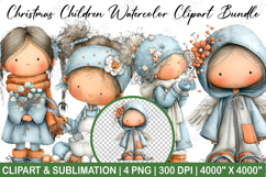 Christmas Children Watercolor Clipart Product Image 1