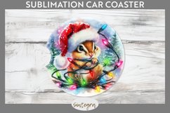 Christmas Chipmunk Entangled in Lights Car Coaster Sublimati Product Image 1