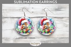 Christmas Chipmunk Entangled in Lights Round Earrings Sublim Product Image 1