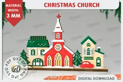 3D Christmas Church Laser Cut. Wooden Christmas Church SVG Product Image 1