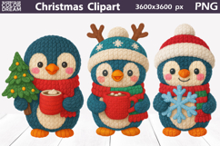 Penguin Crochet Clipart | Christmas Cute Animals Knitted Product Image 1