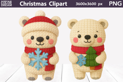 Polar Bear Crochet Clipart | Christmas Cute Animals Knitted Product Image 1