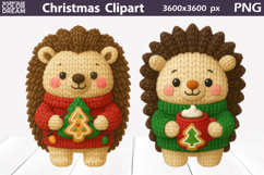 Hedgehog Crochet Clipart | Christmas Cute Animals Knitted Product Image 1