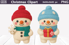 Snowman Crochet Clipart | Christmas Cute Characters Knitted Product Image 1