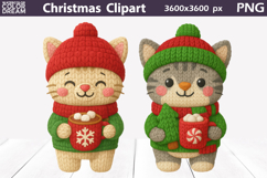 Cat Crochet Clipart | Christmas Animals Knitted Product Image 1