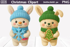 Bunny Crochet Clipart | Christmas Cute Animals Knitted Product Image 1
