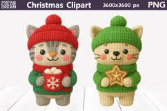 Cat Crochet Clipart | Christmas Animals Knitted Product Image 1