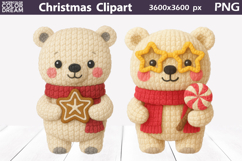 Polar Bear Crochet Clipart | Christmas Cute Animals Knitted Product Image 1