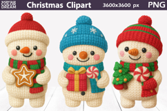 Snowman Crochet Clipart | Christmas Cute Characters Knitted Product Image 1