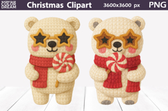 Polar Bear Crochet Clipart | Christmas Cute Animals Knitted Product Image 1