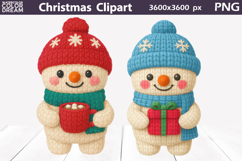 Snowman Crochet Clipart | Christmas Cute Characters Knitted Product Image 1