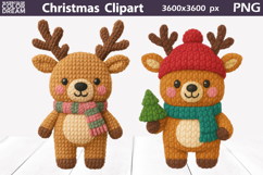 Reindeer Crochet Clipart | Christmas Cute Animals Knitted Product Image 1
