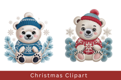 Cute Christmas Animal Clipart Cozy Winter Holiday PNG Product Image 1