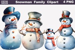 Watercolor Snowman Family Clipart | Christmas Sublimation Product Image 1