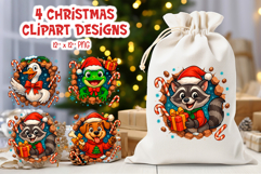 Funny Christmas Clipart | Sublimation Animal Wall Break Product Image 1
