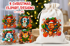 Funny Christmas Clipart | Sublimation Reindeer Wall Break Product Image 1