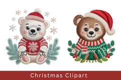 Cute Christmas Animal Clipart Cozy Winter Holiday PNG Product Image 1