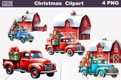 Vintage Truck Farm Clipart | Christmas Truck Sublimation Product Image 1