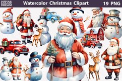 Watercolor Christmas Clipart | Christmas Sublimation Bundle Product Image 1