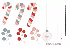 Christmas Clipart Bundle |Pastel Midcentury modern  Retro Christmas Clipart Png 