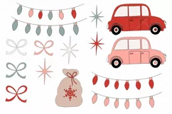 Christmas Clipart Bundle |Pastel Midcentury modern  Retro Christmas Clipart Png 