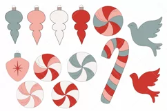 Christmas Clipart Bundle |Pastel Midcentury modern  Retro Christmas Clipart Png 