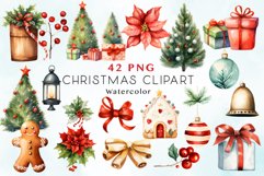 42 Watercolor Christmas Decoration Clipart Bundle Product Image 1