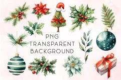 42 Watercolor Christmas Decoration Clipart Bundle Product Image 2