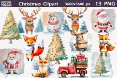 Watercolor Christmas Clipart | Christmas Characters PNG Product Image 1