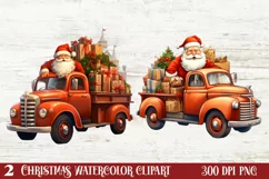 Christmas Truck Sublimation Clipart, Christmas Truck Clipart Product Image 1