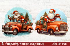 Christmas Truck Sublimation Clipart, Christmas Truck Clipart Product Image 1