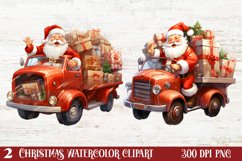 Christmas Truck Sublimation Clipart, Christmas Truck Clipart Product Image 1