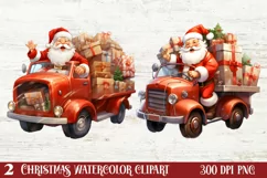 Christmas Truck Sublimation Clipart, Christmas Truck Clipart Product Image 1