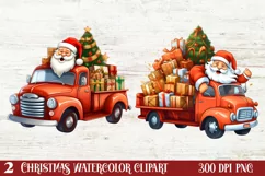 Christmas Truck Sublimation Clipart, Christmas Truck Clipart Product Image 1