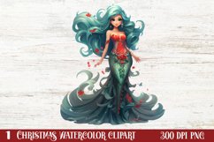 Christmas Mermaid Clipart Sublimation, Christmas PNG Product Image 1