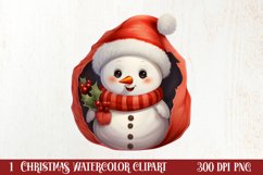 Christmas Snowman Peeking Clipart PNG Product Image 1