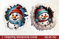 Christmas Snowman Peeking Clipart PNG Product Image 1